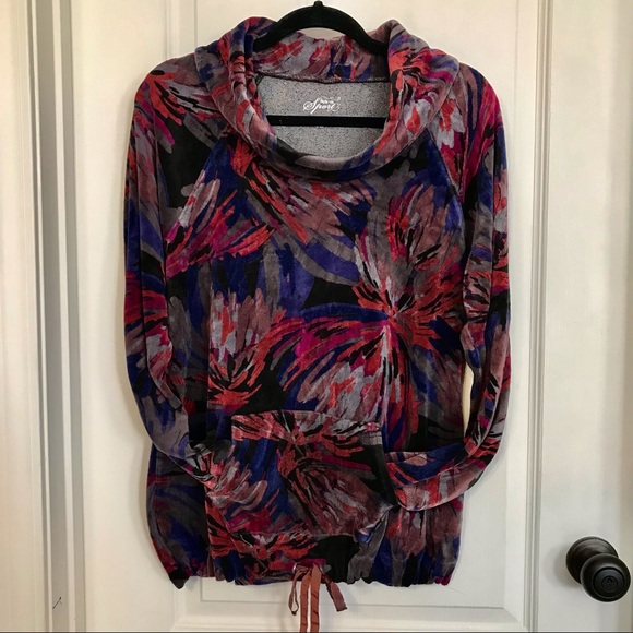 Style & Co Sport cowl sweatshirt with 2 pockets in beautiful abstract colors, XL - Picture 7 of 7